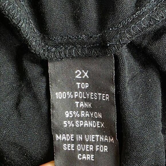 Alyx Floral Chiffon Layered Blouse Black Red 2X - Picture 8 of 9